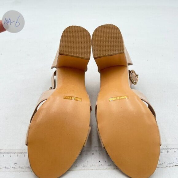 XYD Nude Block Heel Dress Sandals Open Toe Ankle Strap Dating Wedding Shoes - Picture 6 of 7